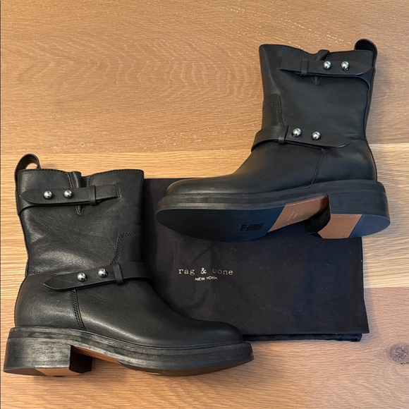 rag & bone Shoes - Rag & Bone Black Ankle Boots with Strap Detail